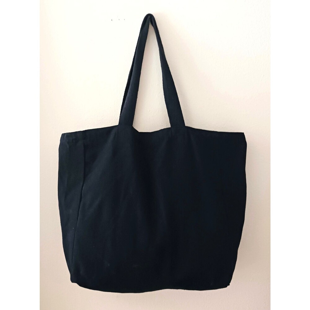 Rae Dunn "FARMER'S MARKET" Large Blk Canvas Tote Bag, Reusable, Grocery Shop - Picture 3 of 8